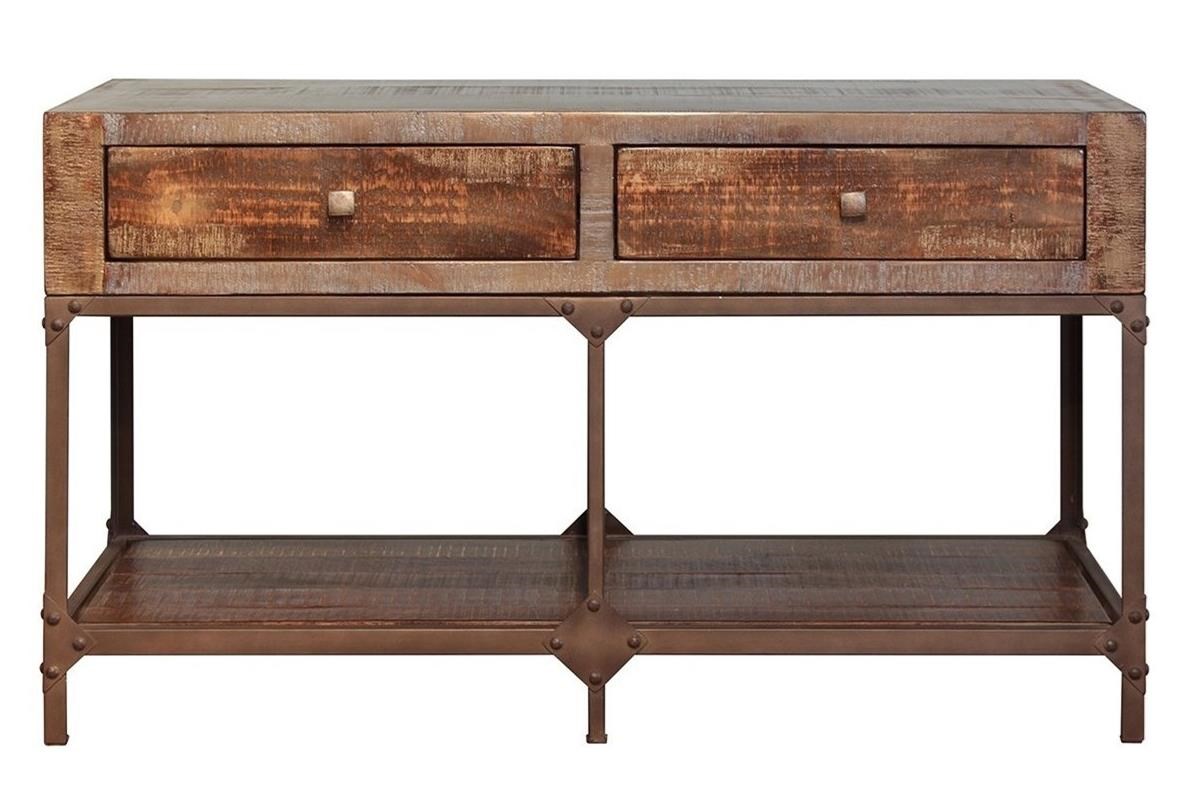 Urban Gold IFD560SOFA Rustic Contemporary Sofa Table with 2 Drawers Sadler's Home Furnishings